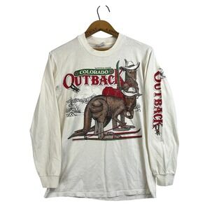 VINTAGE 80's Ski Graphic Tee Long Sleeve Winter Park‎ Colorado Outback  Adult M